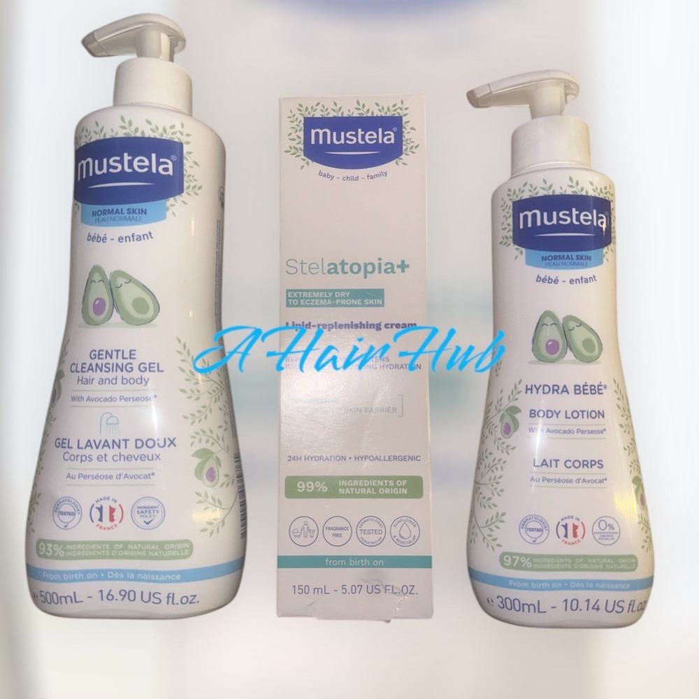 Mustela Baby Bundle Gentle Cleansing Gel Body Lotion Stelatopia+ Cream NIB